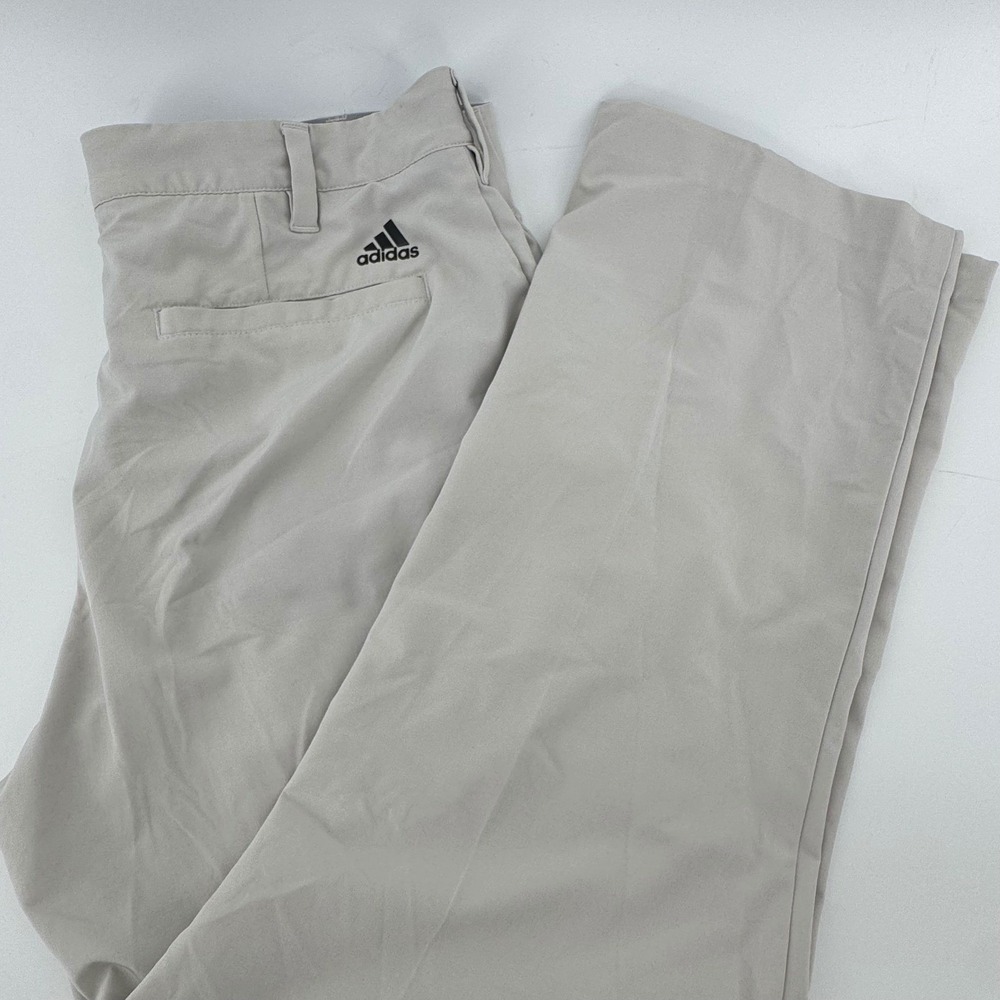 Adidas Golf Pants Mens 34x30 Performance Stretch Polyester Flat Front Tan AF1707